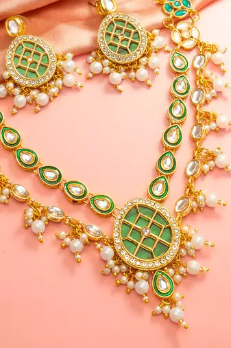Double layer kundan choker necklace set