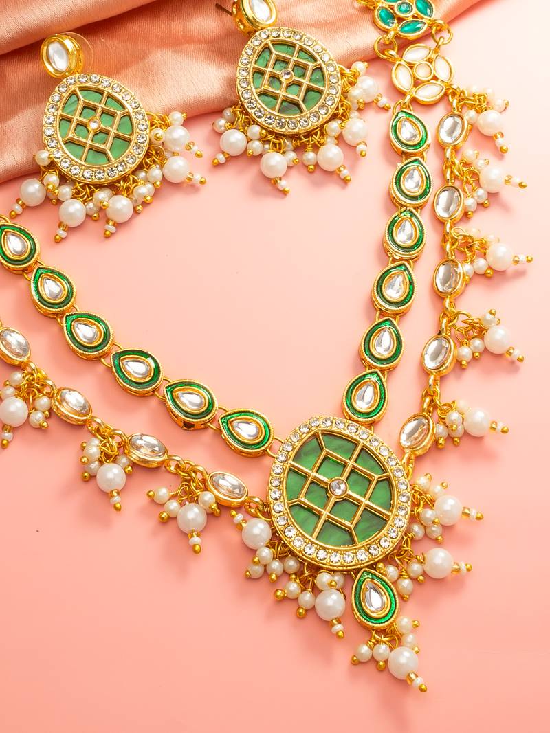 Double layer kundan choker necklace set