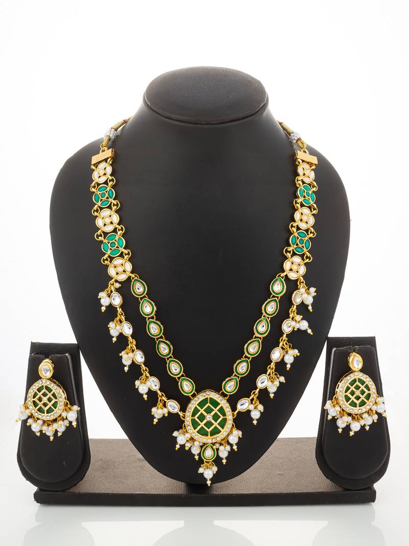 Double layer kundan choker necklace set