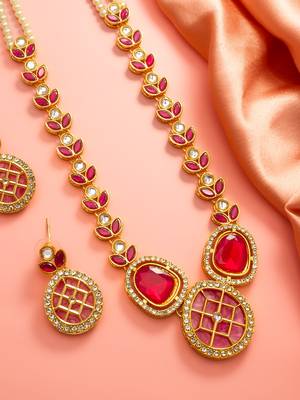 Ruby stone kundan necklace earring set 2