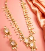Pink stone pearl necklace earring set