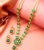 Green meenakari pearl necklace earring set