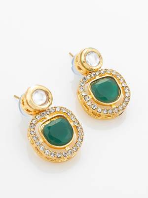 Green meenakari pearl necklace earring set 3