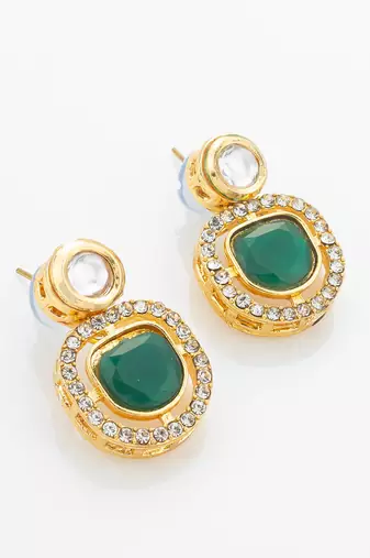 Green meenakari pearl necklace earring set