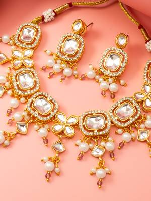 Mauve crystal kundan choker necklace set 2