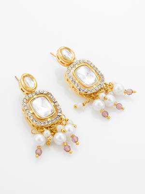 Mauve crystal kundan choker necklace set 3