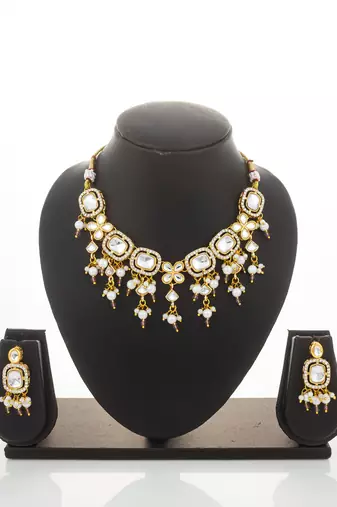 Mauve crystal kundan choker necklace set