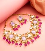 Lavender pink polki necklace earring set