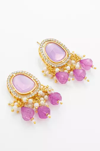 Lavender pink polki necklace earring set