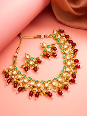 Multicolor meenakari kundan necklace set 1