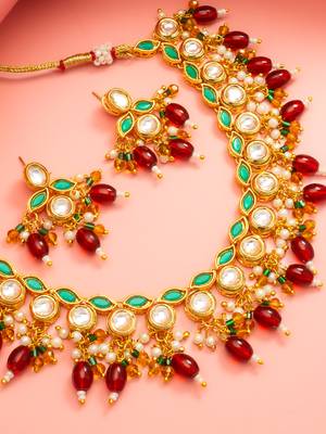 Multicolor meenakari kundan necklace set 2