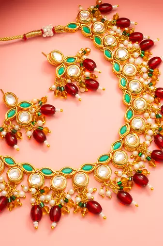 Multicolor meenakari kundan necklace set