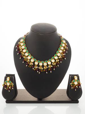 Multicolor meenakari kundan necklace set 4