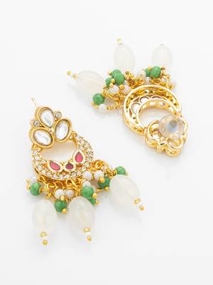 Crescent chandbali kundan necklace earring set 3