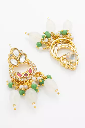 Crescent chandbali kundan necklace earring set