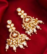 Kundan pearl cluster drop earrings