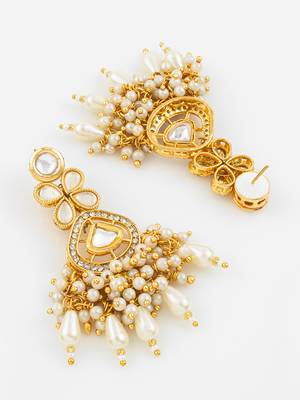 Kundan pearl cluster drop earrings 3
