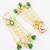 Green bead pearl long dangler earrings