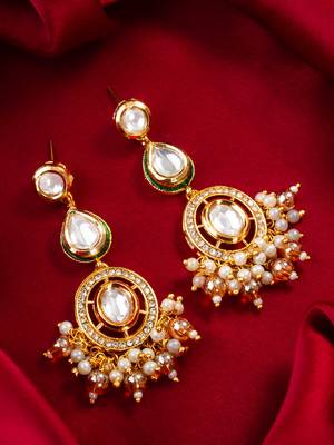 Kundan pearl traditional drop earrings 1