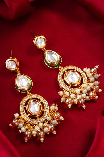 Kundan pearl traditional drop earrings