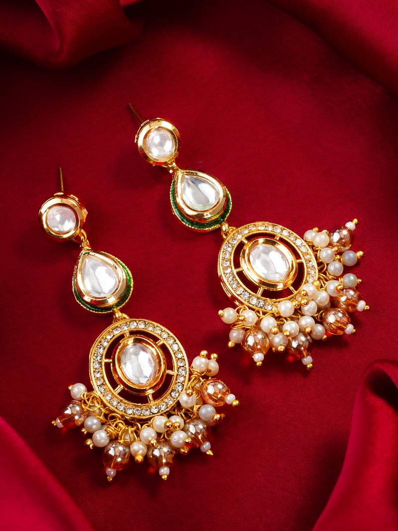 Kundan pearl traditional drop earrings
