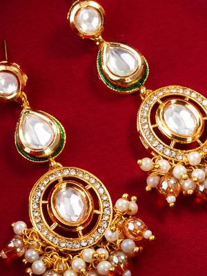 Kundan pearl traditional drop earrings 2
