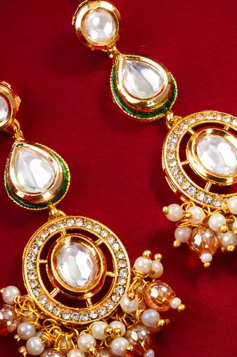 Kundan pearl traditional drop earrings