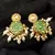 Green meenakari kundan drop earrings