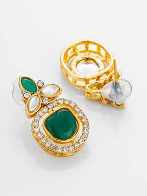 Green stone ad kundan earrings 3