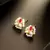 Red stone kundan pearl stud earrings
