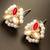 Red stone kundan pearl stud earrings