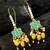 Green floral yellow bead hook earrings