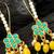 Green floral yellow bead hook earrings