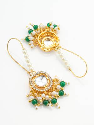 Green bead crystal drop earrings 3