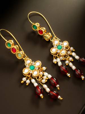 Multicolor stone long drop earrings 2
