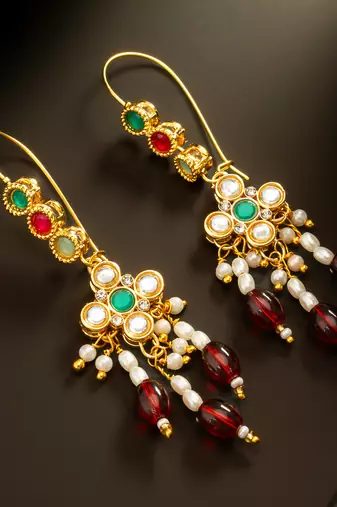 Multicolor stone long drop earrings