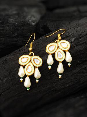 Mint green kundan drop earrings 1