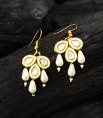 Mint green kundan drop earrings