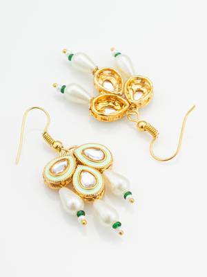 Mint green kundan drop earrings 3
