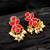 Pink floral pearl drop earrings