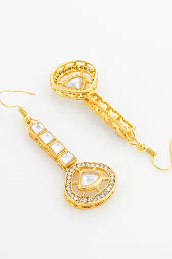 Square kundan drop earrings