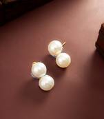 White pearl double stud earrings