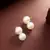 White pearl double stud earrings