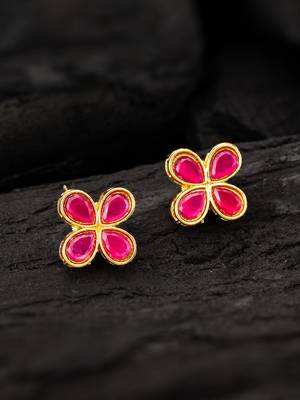 Pink clover stud earrings 1