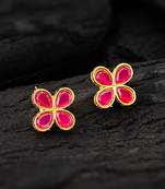 Pink clover stud earrings