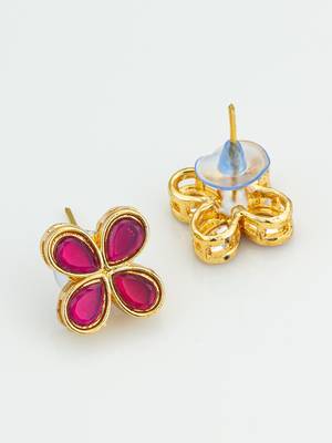 Pink clover stud earrings 3