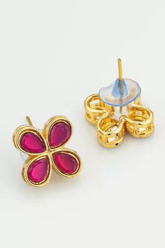 Pink clover stud earrings