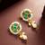 Green stone pearl drop earrings