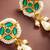 Green stone pearl drop earrings