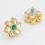 Green floral kundan stud earrings